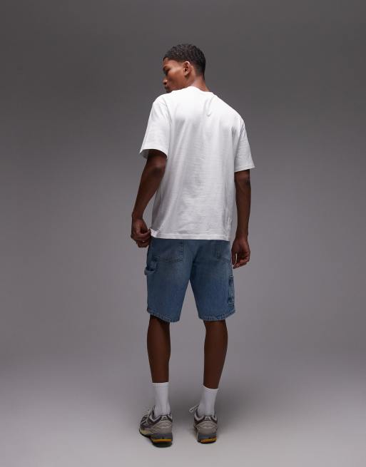 Topman denim carpenter shorts in light wash blue | ASOS