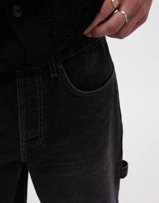 TOPMAN DENIM CARPENTER SHORTS 