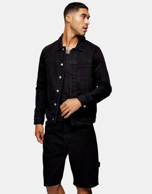 Topman denim outlet jacket black