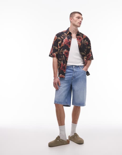 Topman denim jort in light wash blue