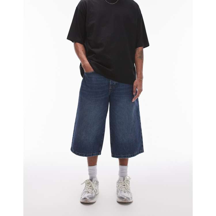Topman denim jorts in dark blue wash | ASOS