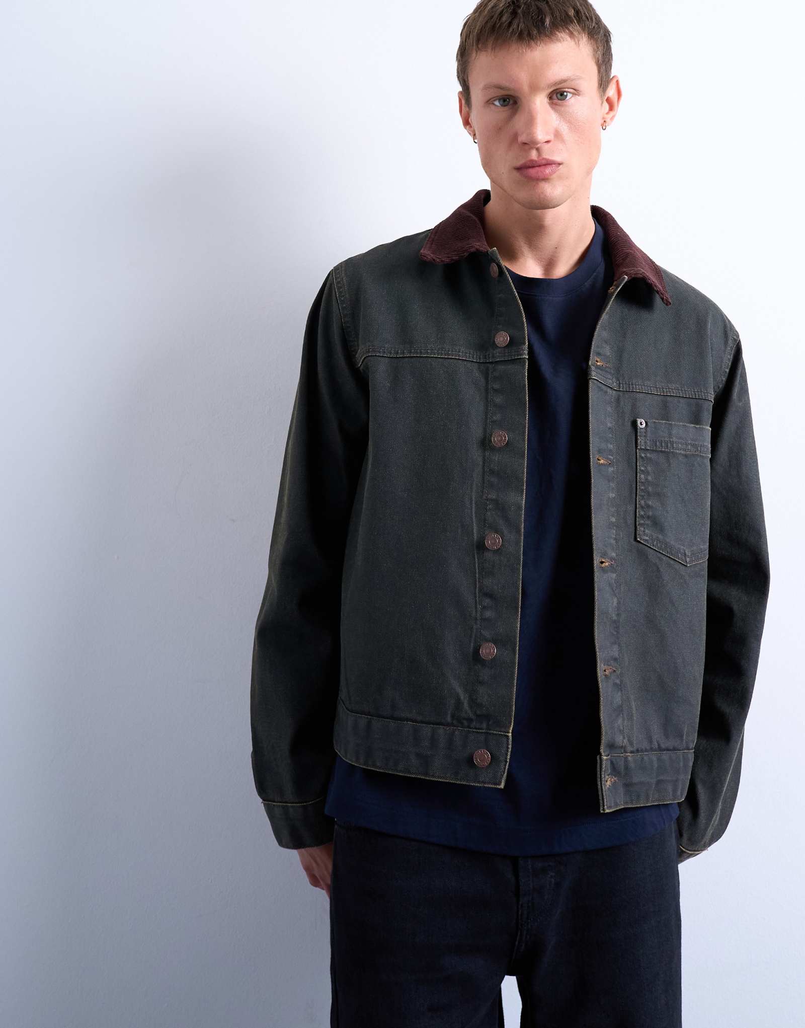 Джинсовая куртка свободного кроя Topman коричневого оттенка