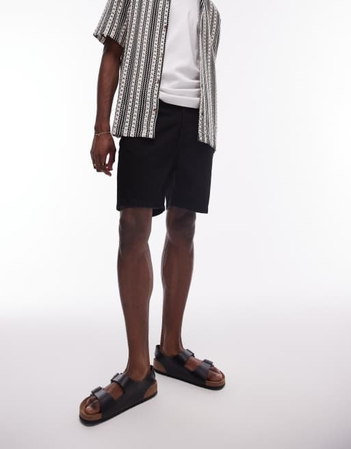 Topman - Denim short met rechte pijpen in zwart