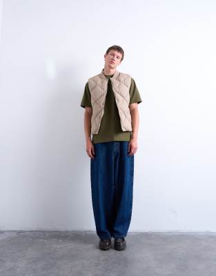 Topman Diamond Quilted Vest In Neutral
