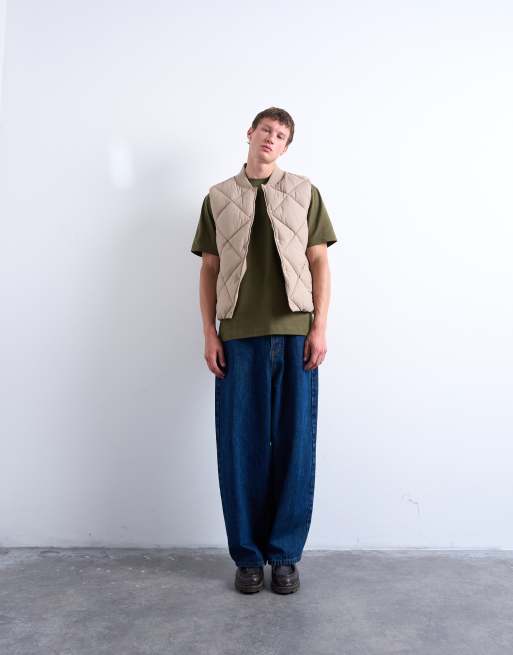 Topman diamond quilted vest in stone, 2 of 5