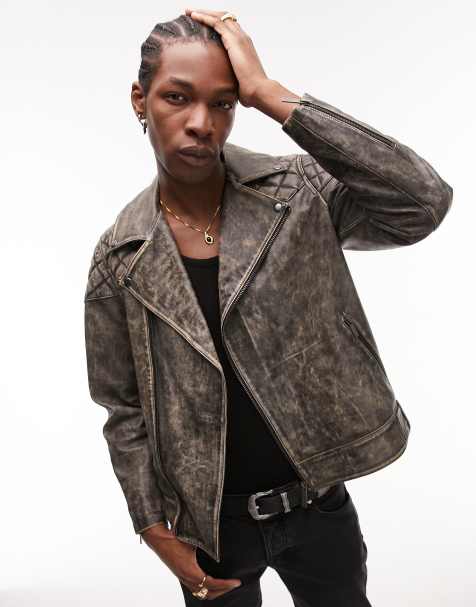 ASOS Faux-Leather Bomber Jacket in Metallic for Men