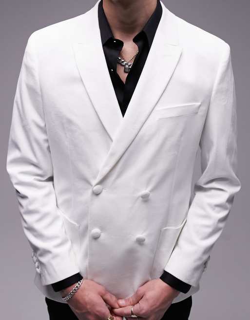 Topman - Dobbeltradet blazer i hvid velour, 5 af 5