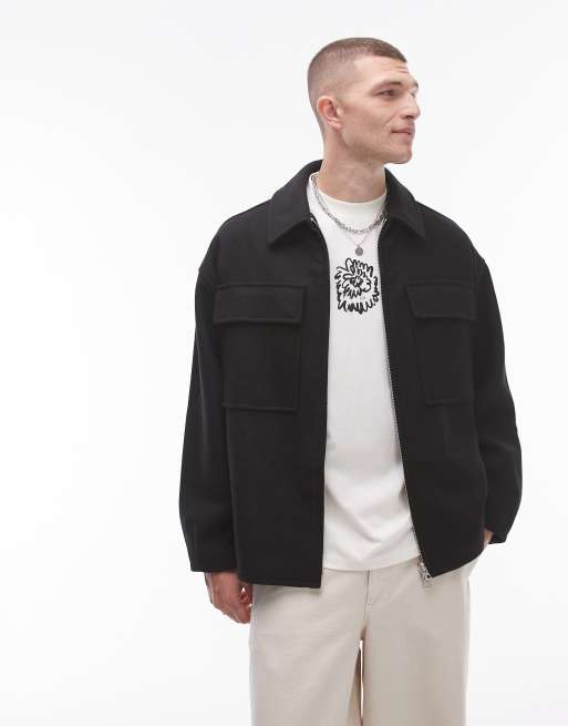 Topman - Dobbeltsidet sort skjortejakke