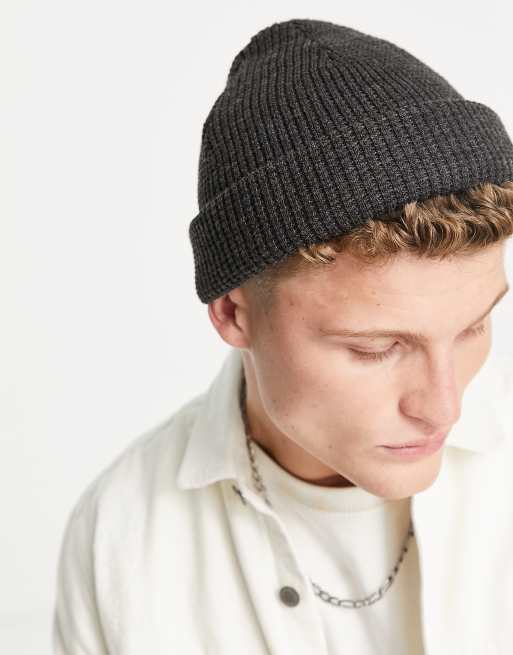 Topman – Docker-Mütze im Waffeldesign aus Polyestermix in Anthrazit – GREY