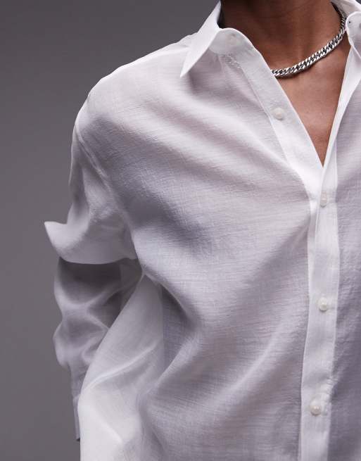 Topman Doorschijnend overhemd met lange mouwen in wit ASOS