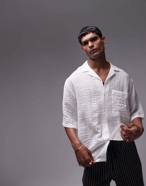 Topman - Doorschijnend vakantieshirt met korte mouwen in wit - view 1