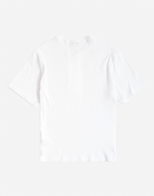 Topman dopasowany T-shirt henley w prążek w kolorze białym, 7 z 7