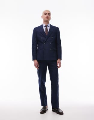 TOPMAN DOUBLE BREASTED LINEN BLEND BLAZER 