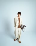 [Topman] Topman double breasted linen blend blazer in stone-Neutral Chest 38 Regular STONE