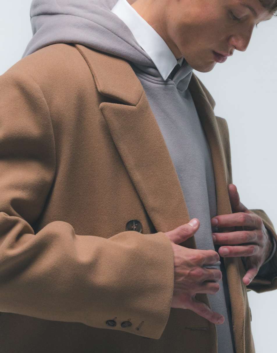 Topman hotsell overcoat camel