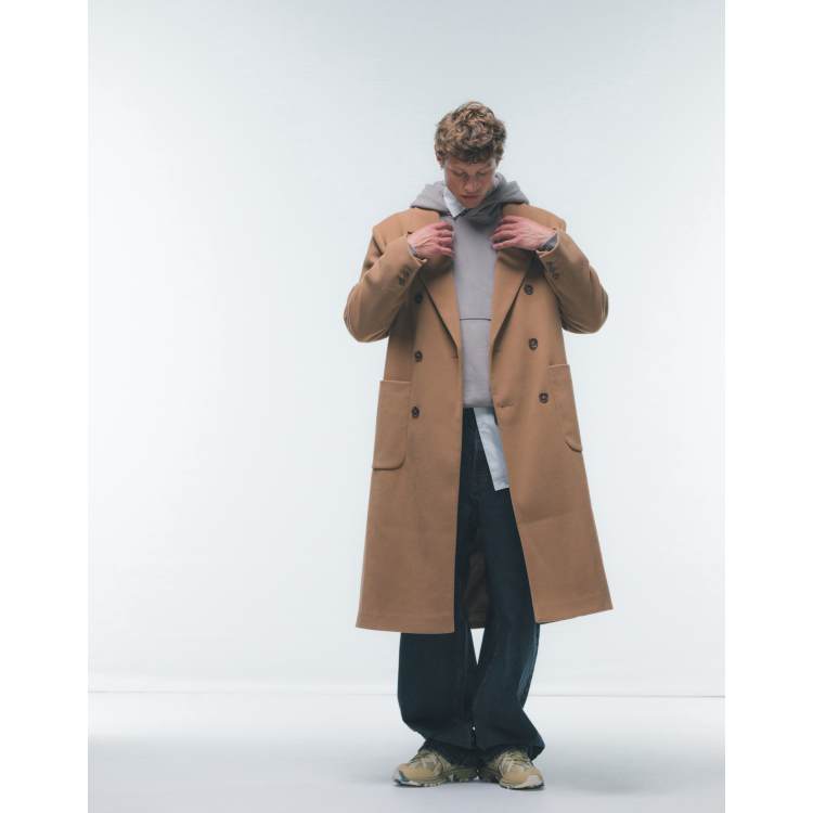 Double breasted camel overcoat deals