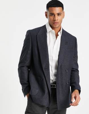 Shop Topman Double Breasted Skinny Blazer In Navy