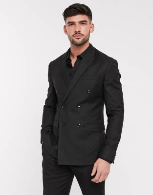 double breasted blazer black mens