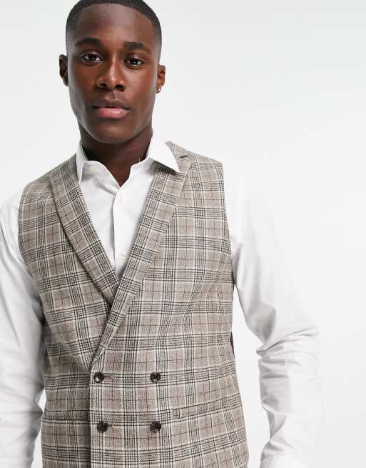 Double breasted outlet check waistcoat