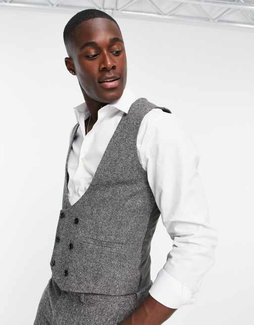 Grey double breasted waistcoat sale