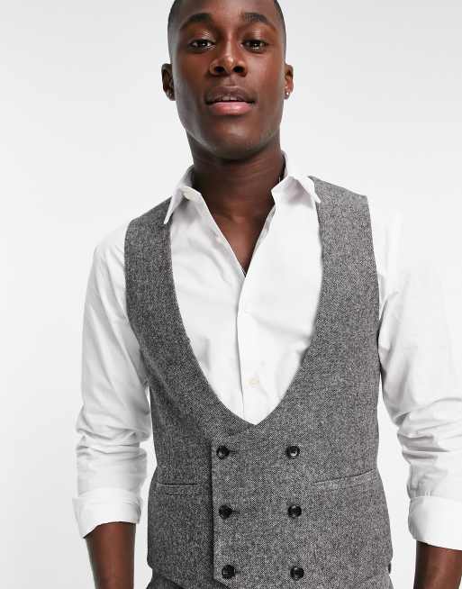 Grey double breasted outlet waistcoat