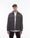 [Topman] Topman double faced shacket in grey marl XS Grey marle