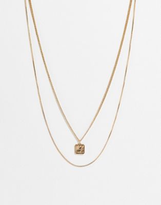Topman double necklace with pendant in gold