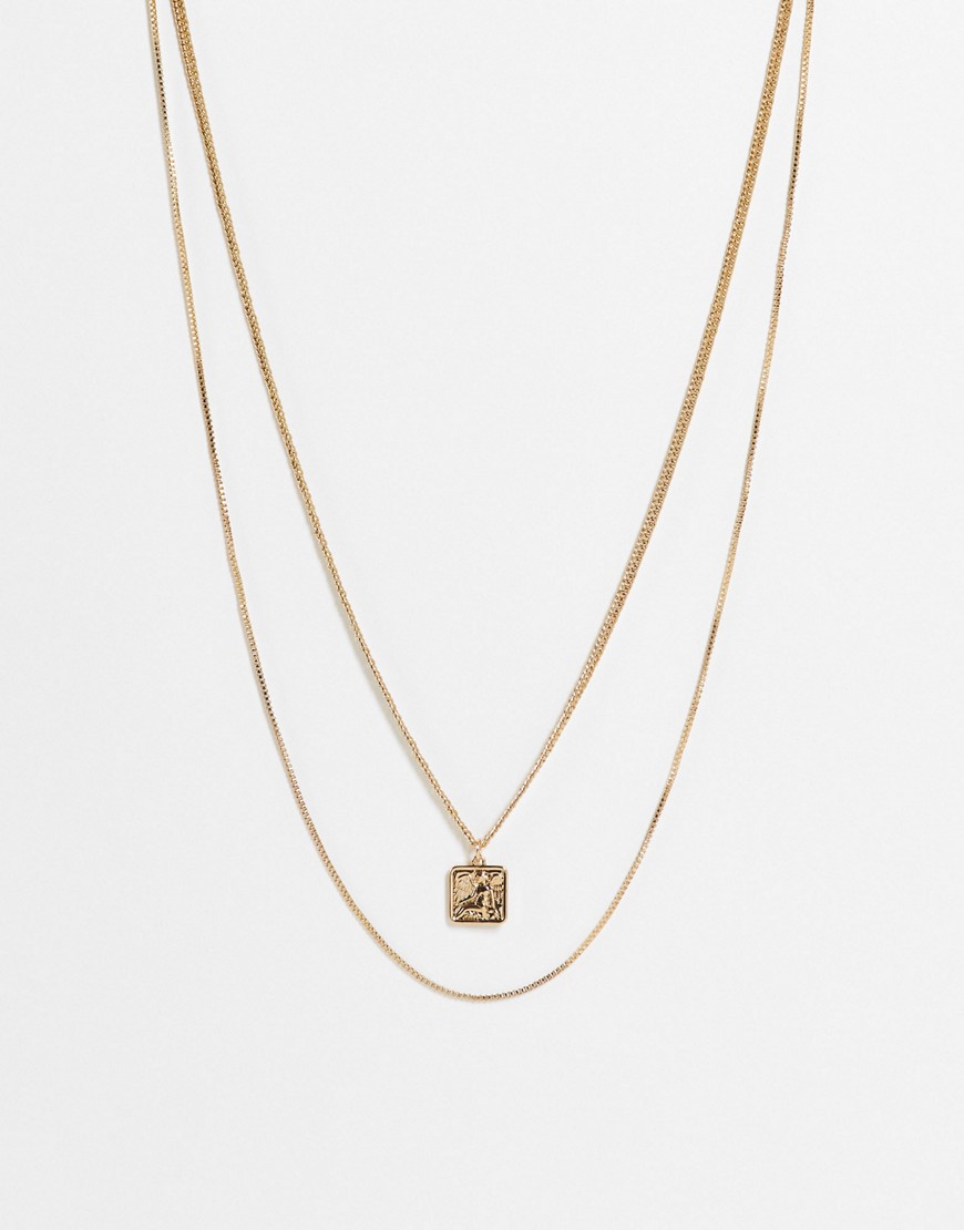 Topman double necklace with pendant in gold