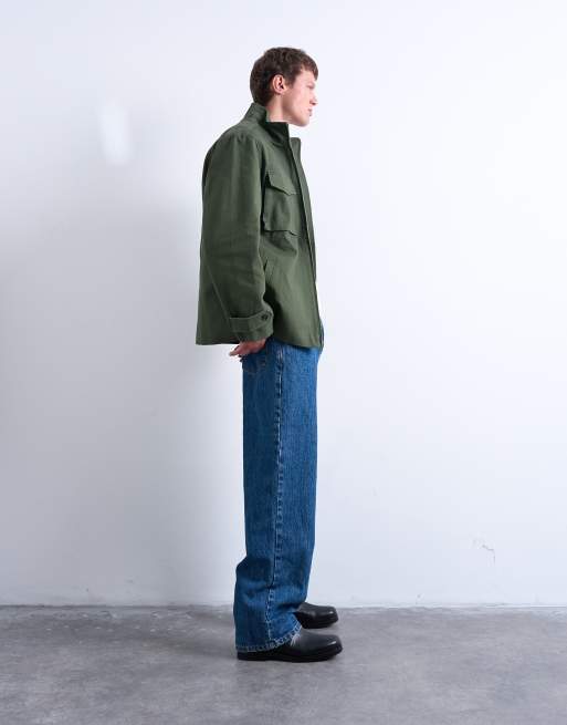 Topman double pocket canvas jacket in green, 4 of 5