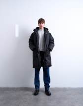 Topman double pocket parka in black