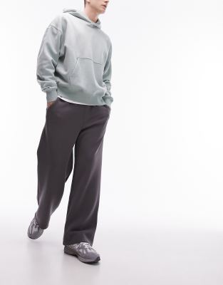 Topman Topman drape baggy leg jogger in charcoal-Grey