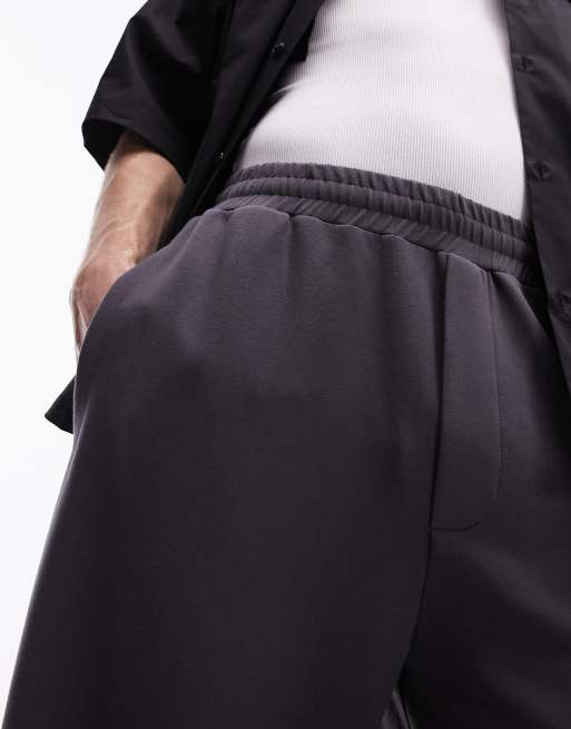 Topman drape wide leg sweatpants in charcoal