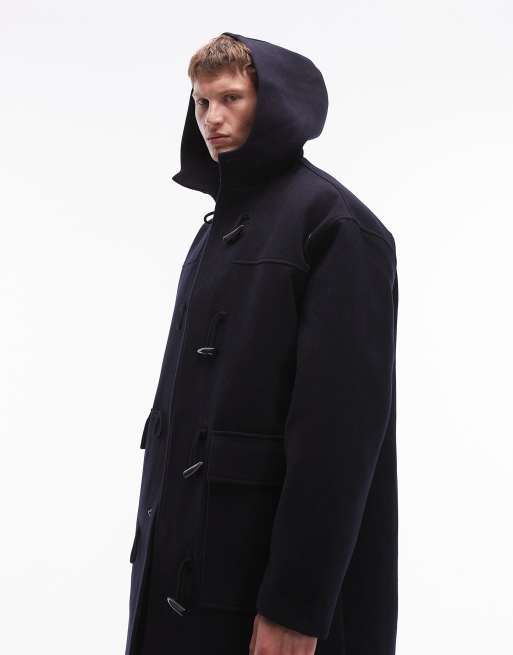 Topman duffle coat in navy, 3 of 4