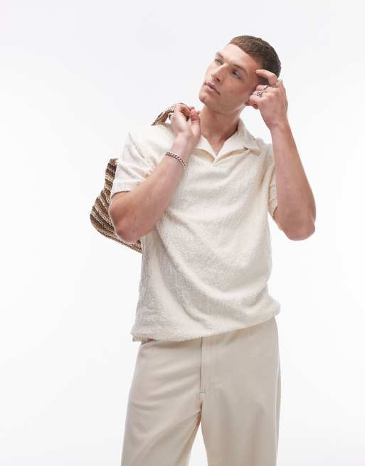 Topman – Dżersejowa koszulka polo oversize z żakardowym wzorem