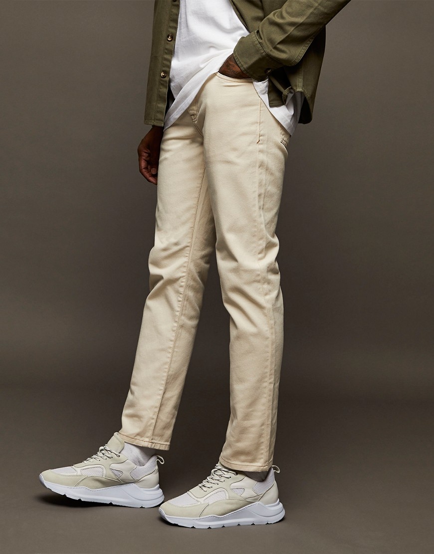 Topman - Ecrufarvede jeans med lige ben-Hvid