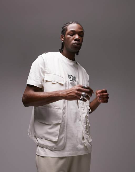 Topman - Ecrufarvet utility-vest