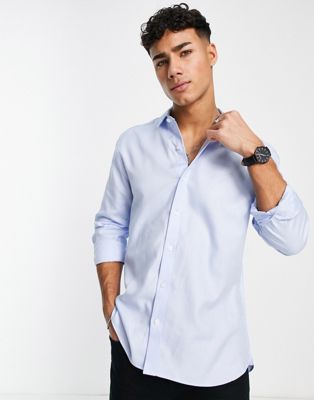 Topman egyptian cotton textured formal shirt in blue