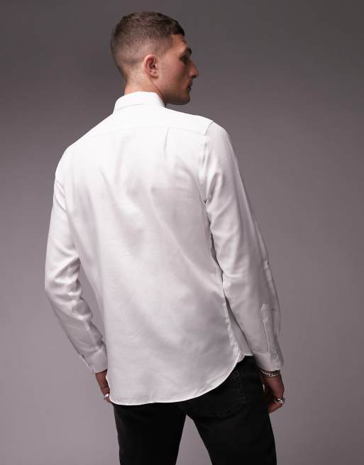 White Large Classic Collar Slim Fit Shirt in Egyptian Cotton