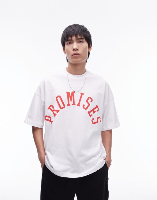 Topman - Ekstremt oversized T-shirt i hvid med Promises-print