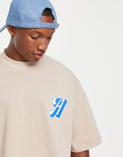 Topman - Ekstremt oversized T-shirt med bogstavsmærke i beige, 2 af 4