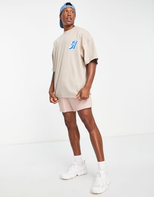 Topman - Ekstremt oversized T-shirt med bogstavsmærke i beige, 3 af 4