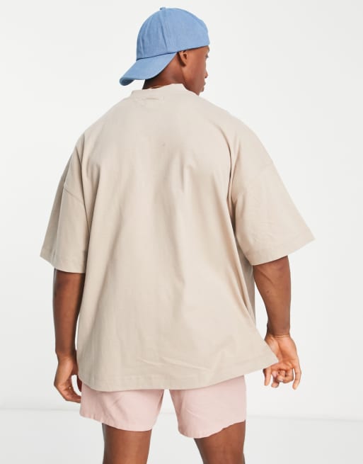 Topman - Ekstremt oversized T-shirt med bogstavsmærke i beige, 4 af 4