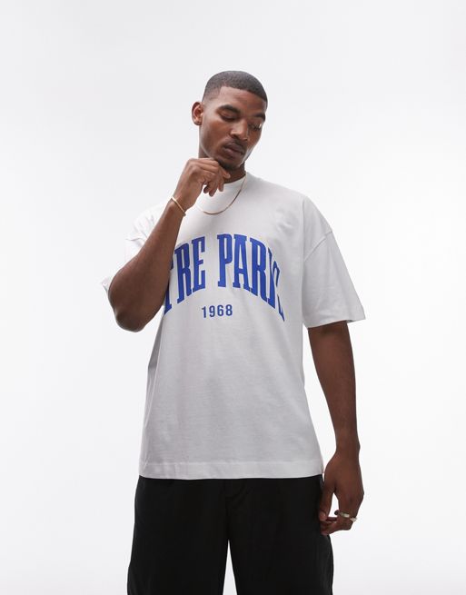 Topman - Ekstremt oversized T-shirt med 'Etre Paris'-print i hvid