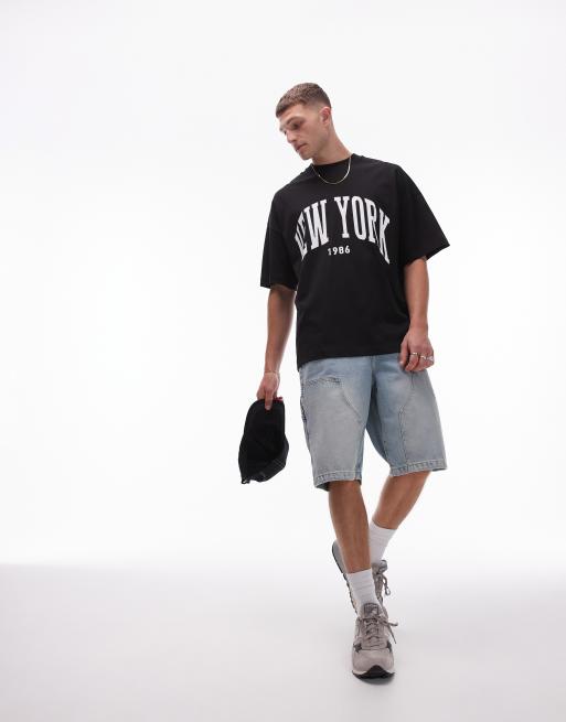Topman - Ekstremt oversized T-shirt med 'New York'-print i sort
