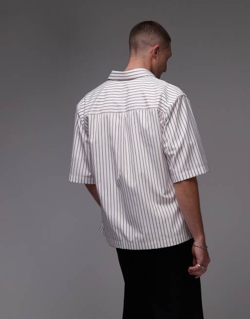 Topman – Elegancka koszula z krótkim rękawem w bordowe paski, 5 z 5