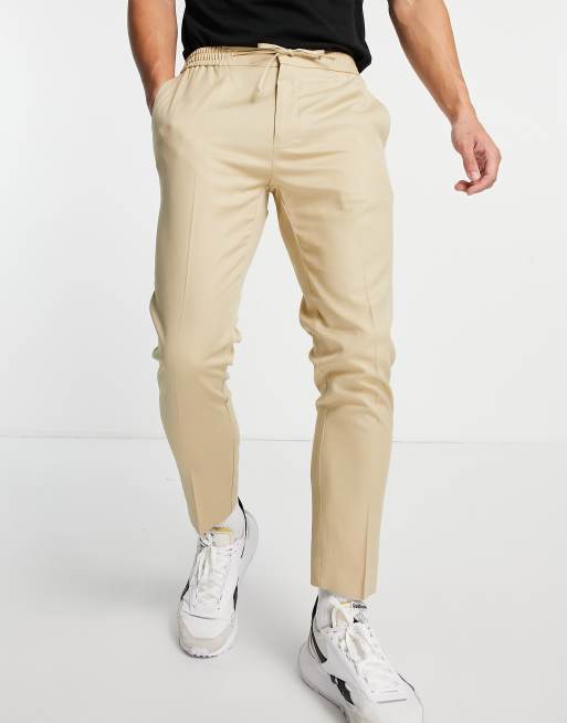 Topman – Eleganckie joggersy o obcisłym kroju w kolorze kamiennego beżu