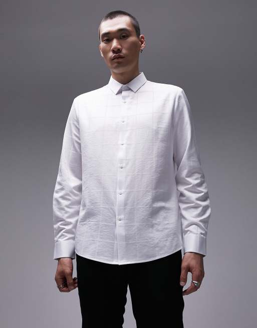 Topman - Elegant Slim Fit-skjorte med lange ærmer og vinduestern i hvid, 2 af 4