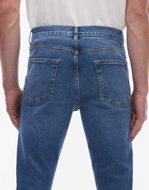 Topman – Eng geschnittene Stretch-Jeans in mittelblauer Waschung, 4 von 5