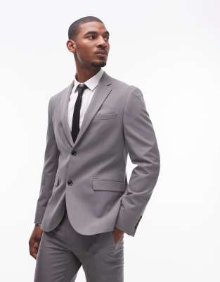 Enge Anzugjacke in Grau Grau Chest 36 Regular
