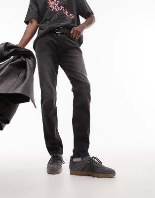 Enge Jeans in verwaschenem Schwarz Schwarz W28 L32